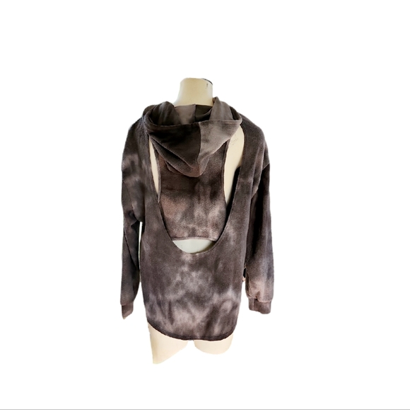 Blu Pepper Open Back Tye-Dye Long Sleeve Women's Hooded Sweatshirt Size - Picture 2 of 8
